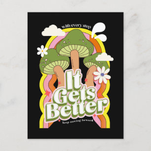 Det blir bättre Bra Vibes & Retro Groovy Feels Helg Vykort