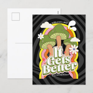 Det blir bättre Bra Vibes & Retro Groovy Feels Helg Vykort