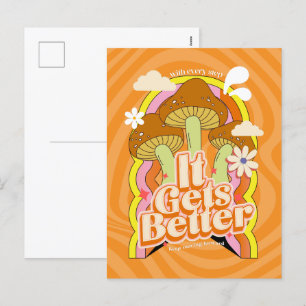 Det blir bättre Bra Vibes & Retro Groovy Feels Helg Vykort