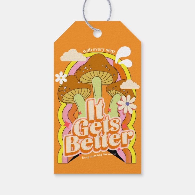 Det blir bättre | Bra Vibes & Retro Groovy Feels Presentetikett (Baksidan)