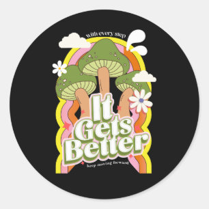 Det blir bättre Bra Vibes & Retro Groovy Feels Runt Klistermärke
