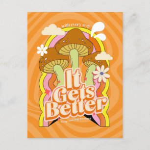 Det blir bättre Bra Vibes & Retro Groovy Feels Vykort