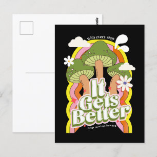 Det blir bättre Bra Vibes & Retro Groovy Feels Vykort