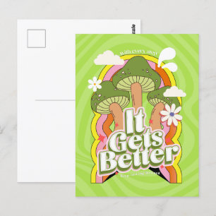 Det blir bättre Bra Vibes & Retro Groovy Feels Vykort