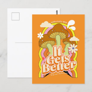 Det blir bättre Bra Vibes & Retro Groovy Feels Vykort