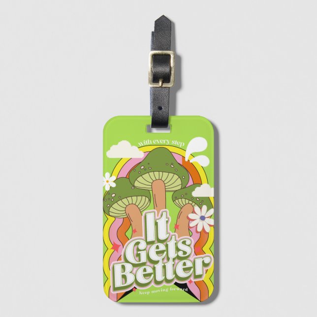 Det blir bättre | Good Vibes & Groovy känner Retro Bagagebricka (Framsida vertikal)