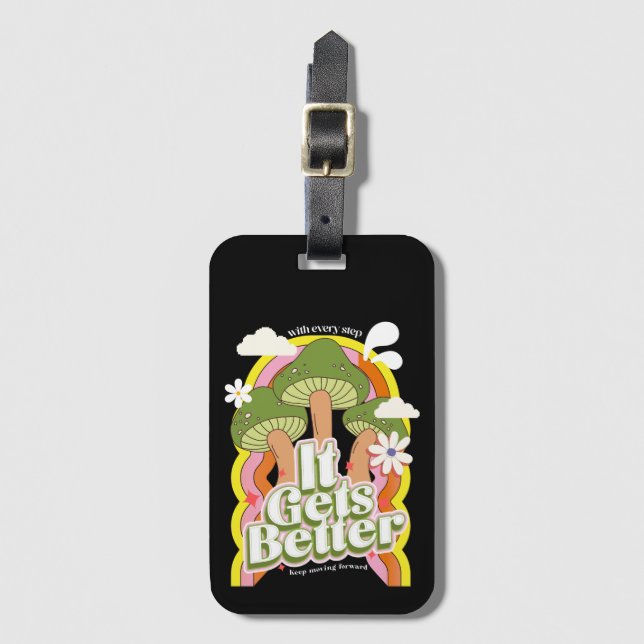 Det blir bättre | Good Vibes & Groovy känner Retro Bagagebricka (Framsida vertikal)