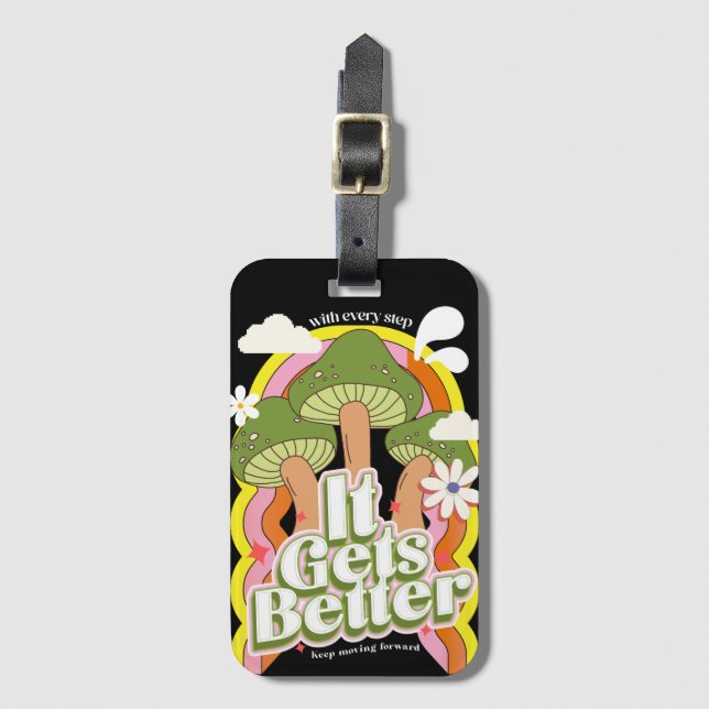 Det blir bättre | Good Vibes & Groovy känner Retro Bagagebricka (Framsida vertikal)