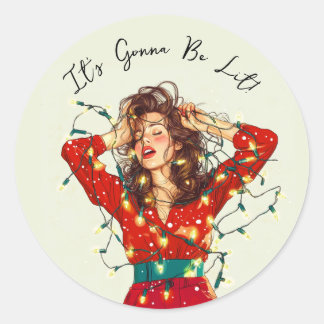 Det blir Lit! Jul Ljus Sticker! Runt Klistermärke