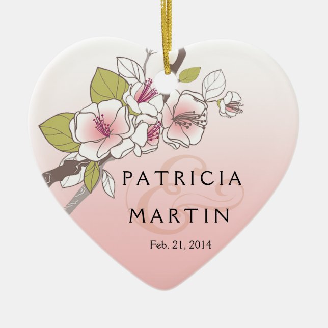 Det blomma körsbäret blomstrar fotorosor julgransprydnad keramik (Framsidan)