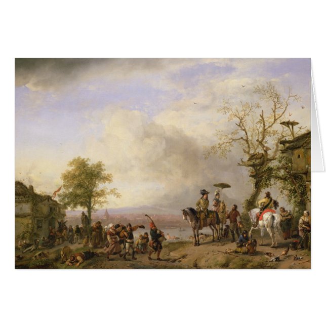 Det bondaktiga bröllop hälsningskort (Framsidan Horizontal)