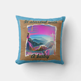 Det började med en baby kristen julklapp kudde