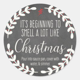 Det börjar luktar julklapp 2 runt klistermärke