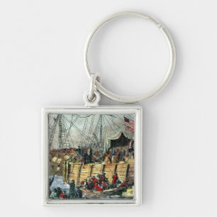 Det Boston Teapartyet, 16th December 1773 Fyrkantig Silverfärgad Nyckelring
