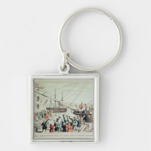 Det Boston Teapartyet, 1846 Fyrkantig Silverfärgad Nyckelring