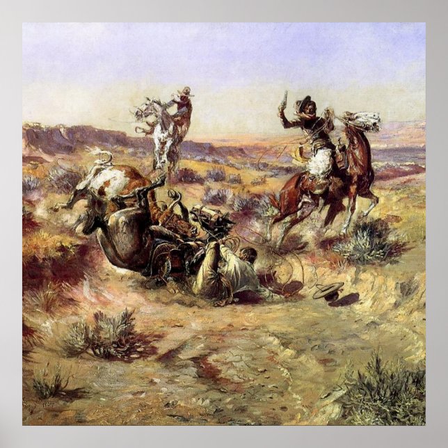 “Det brutna repet” av Charles M Russell Poster (Framsidan)