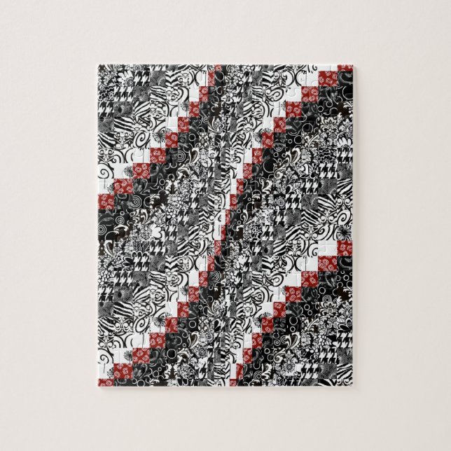 Det Burgello täckemönster skräddarsy röd svart Pussel (Vertikal)