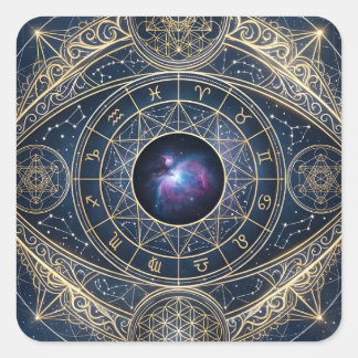 Det Celestiala Ögat — Zodiakos Kosmos Helig Geomet Fyrkantigt Klistermärke