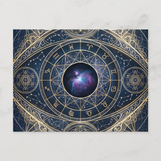 Det Celestiala Ögat — Zodiakos Kosmos Helig Geomet Vykort