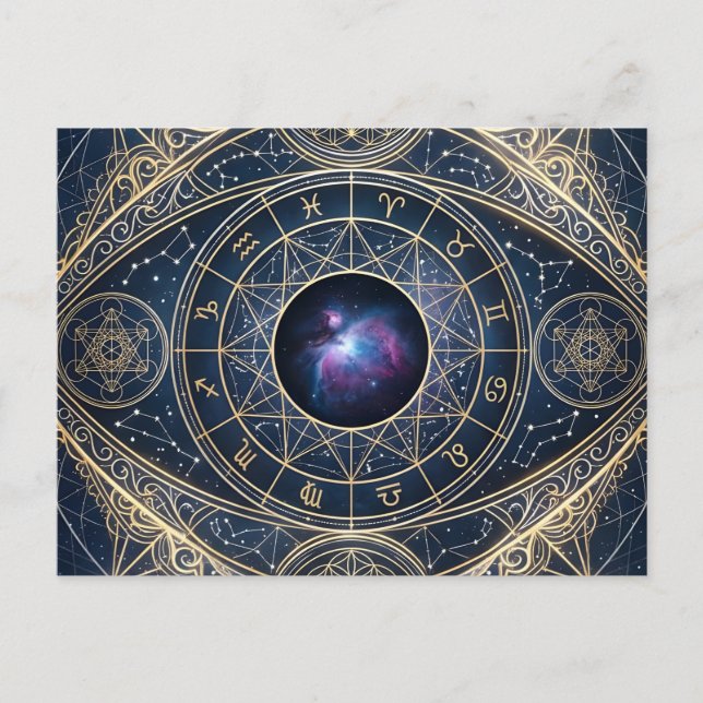 Det Celestiala Ögat — Zodiakos Kosmos Helig Geomet Vykort (Framsida)