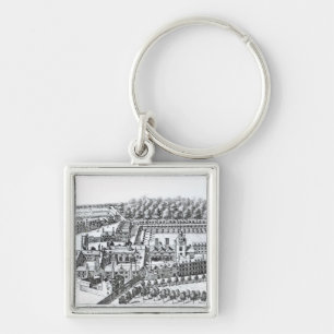 Det Charterhouse sjukhuset, c.1720 Fyrkantig Silverfärgad Nyckelring