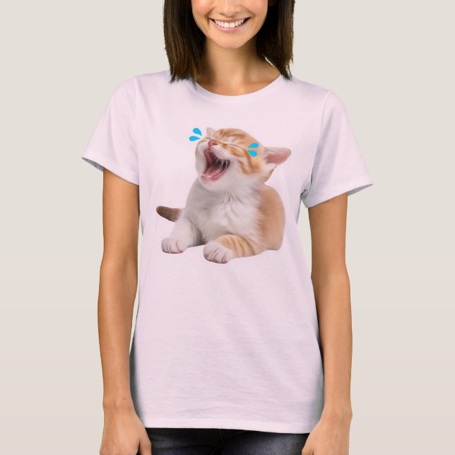 Det där är Hiss-terical Cute Laughing Cat. T Shirt (Framsida)