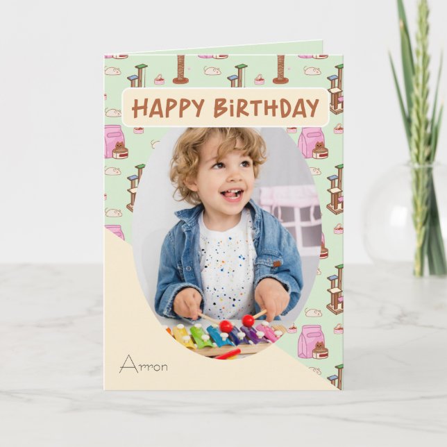 Det där födelsedagskortet Cat Life Cat Mönster Pho Kort (Framsida)