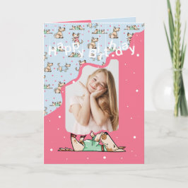 Det där Hund Life Blue Rosa Birthday Photo Kort