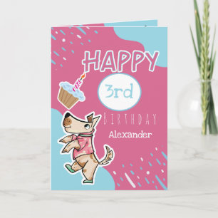 Det där Hund livets Rosa Blue Birthday Photo Kort