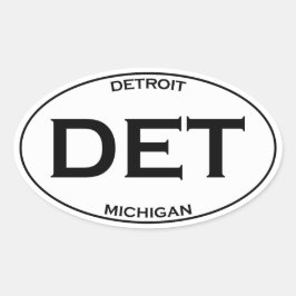 DET - Detroit Michigan Ovalt Klistermärke