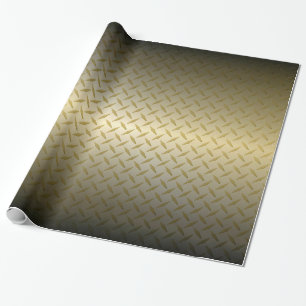 Det Diamondplate mönster med svart till guld Presentpapper