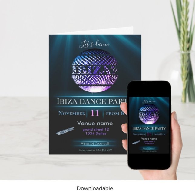 Det digitala anpassadet för inbjudan till Ibiza-pa (Skapare uppladdad)