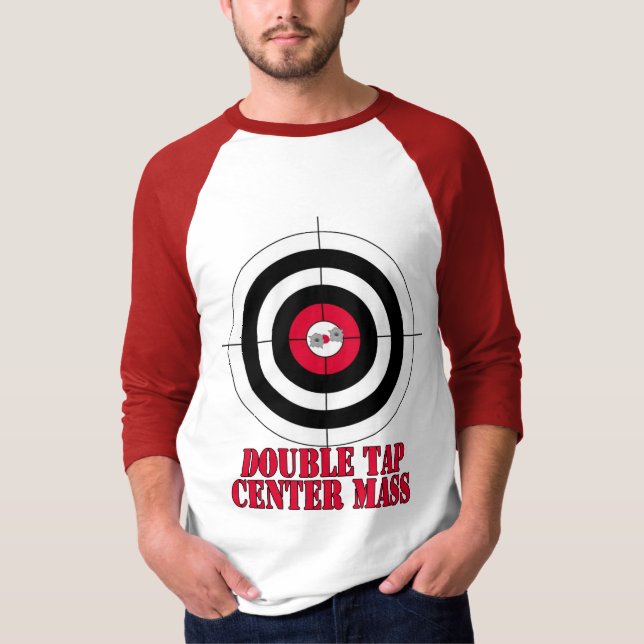 Det dubbla klapp centrerar samlas vapnet uppsätta t-shirt (Framsida)