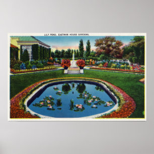 Det Eastman huset arbeta i trädgården liljadamm Poster