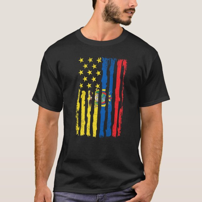 Det ecuadorianska amerikanska Pridet USA flagga Ec T Shirt (Framsida)