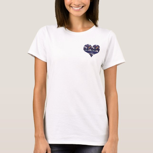 Det egna namnet "marinblått glitter" sjuksköterska tee shirt (Framsida)