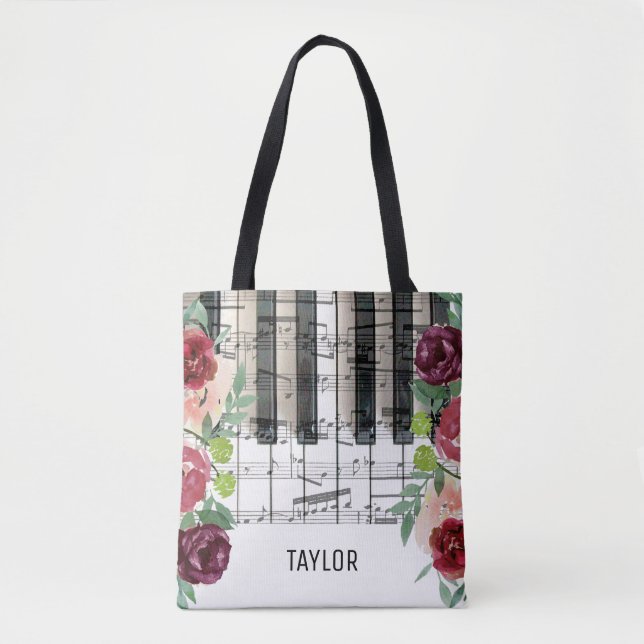 det egna namnet marsala blommor musik noter tygkasse (Framsida)