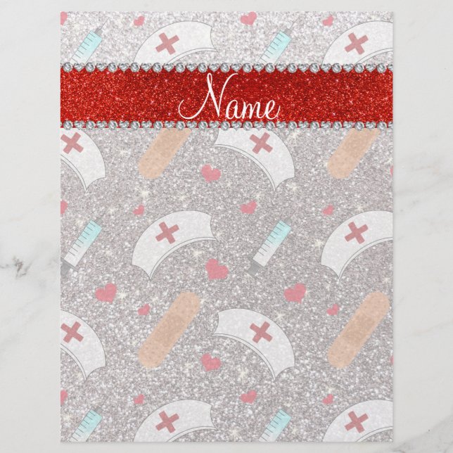 Det egna namnet silver glitter-sjuksköterskan har  reklamblad (Framsidan)