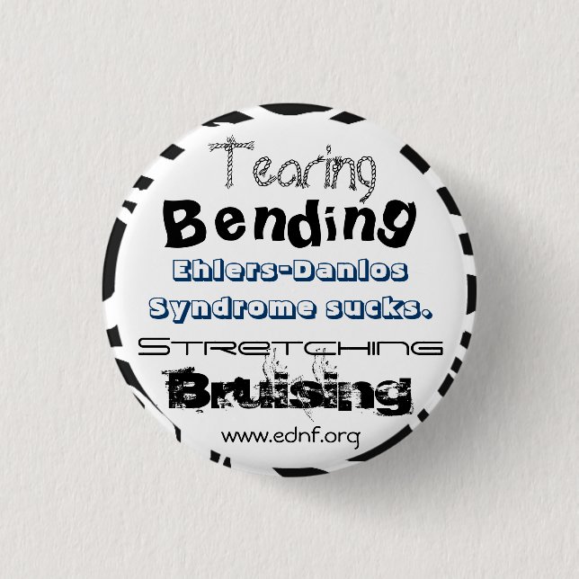 Det Ehlers-Danlos syndromet Sucks. Knapp (Framsida)