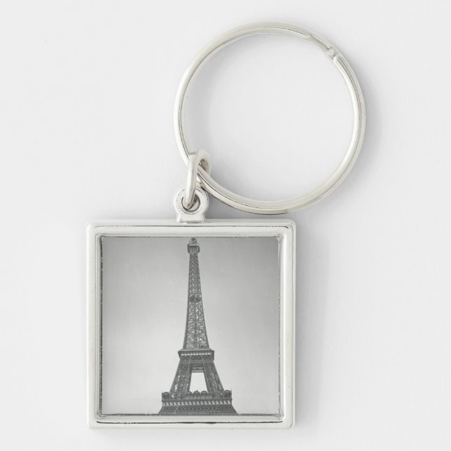 Det Eiffel torn, 1887-89 Fyrkantig Silverfärgad Nyckelring (Framsidan)
