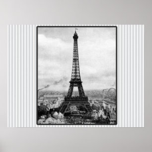 Det Eiffel torn i Paris görade randig vintage Poster