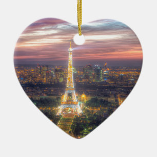 Det Eiffel torn på natten, Paris frankrike Julgransprydnad Keramik