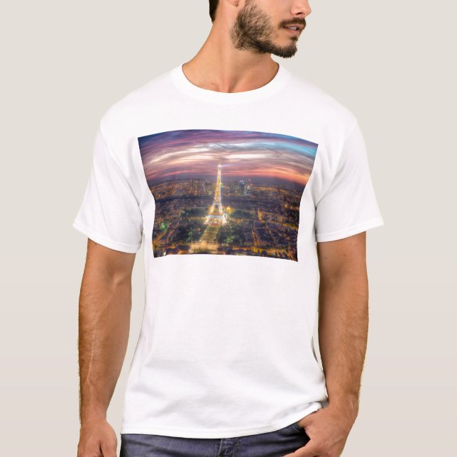 Det Eiffel torn på natten, Paris frankrike T Shirt (Framsida)