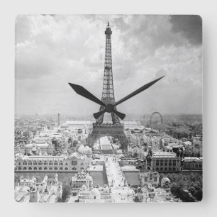 Det Eiffel torn, Paris frankrikevintage tar tid p Fyrkantig Klocka