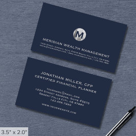 Det ekonomiska Affärskortet Blue Silver Monogram Visitkort