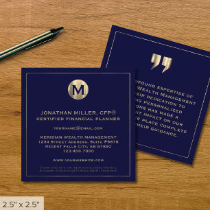 Det ekonomiska Affärskortet Guld Monogram Fyrkantigt Visitkort