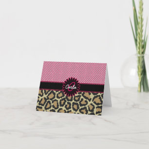 Det eleganta den Leopardtrycket och polkaen Anteckningskort