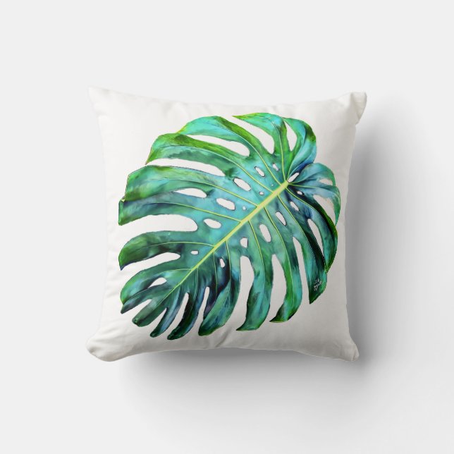 Det eleganta tropiska Hawaii Monstera löv Kudde (Framsida)