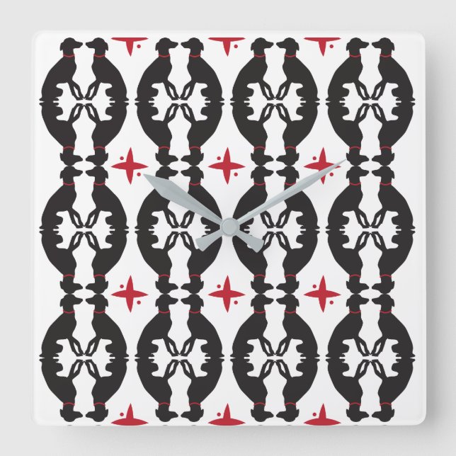 Det eleganta vinthundmönster tar tid på fyrkantig klocka (Framsida)