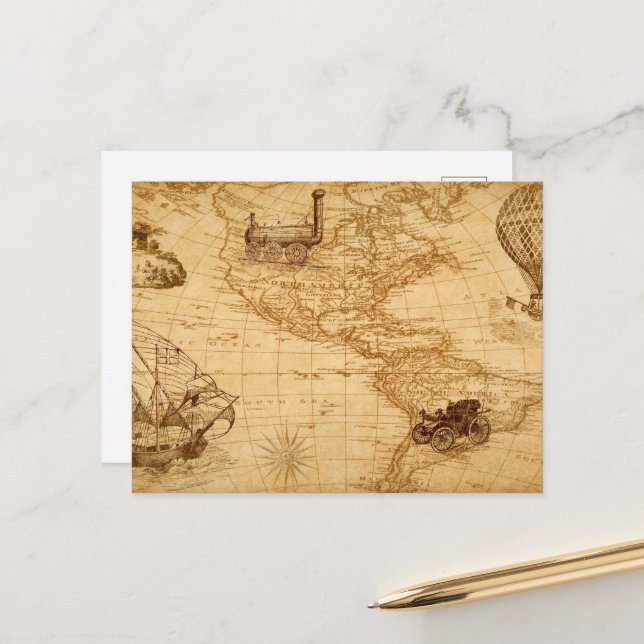 Det enade staternas gamla karta vykort (Fram/Back In Situ)